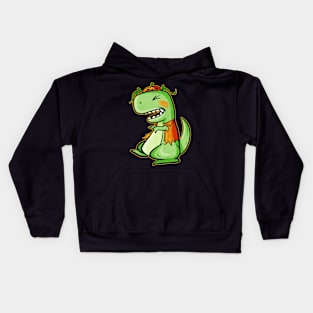 Tyrannosaurus Rex T-Rex With Vest And Pumpkin For Halloween Kids Hoodie